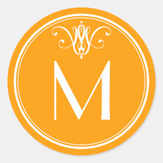 Tangerine Orange Monogram Sticker