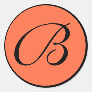 Tangerine Orange Monogrammed Wedding Envelope Seal