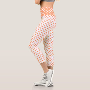 Tangerine Orange Polka Dots Circles Capri Leggings