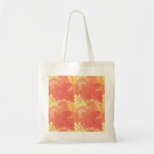 Tangerine Orange Retro Floral Paisley Feathers Tote Bag
