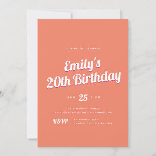 Tangerine Orange Retro Summer Birthday Party Invitation