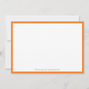 Tangerine Orange Simple Minimalist Border Note   Card