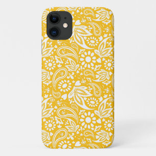 Tangerine Orange White Boho Paisley Patterned iPhone 11 Case