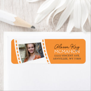 Tangerine Orange & White Filmstrip Return Address
