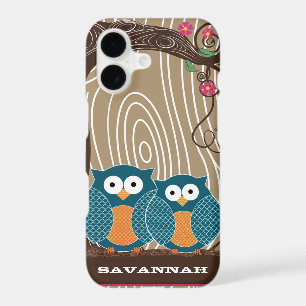 Tangerine Owl Wood Grain Tree Zig Zag Choose Colou