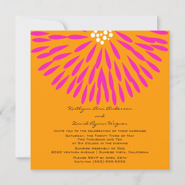Tangerine & Pink  Floral Wedding Invitation (Front)