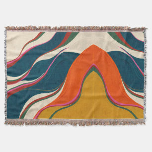 Tangerine Pink Teal Abstract Blanket