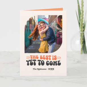 Tangerine Pop Champagne Retro New Year Photo Holiday Card