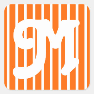 Tangerine Poppy Safari Stripe Square Sticker