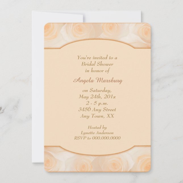 Tangerine Roses Border Bridal Shower Invitation (Front)
