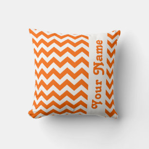 Tangerine Safari Chevron with custom text Cushion