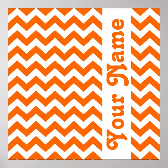 Tangerine Safari Chevron with custom text Poster (Front)