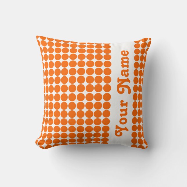Tangerine Safari Dots with custom text Cushion (Front)