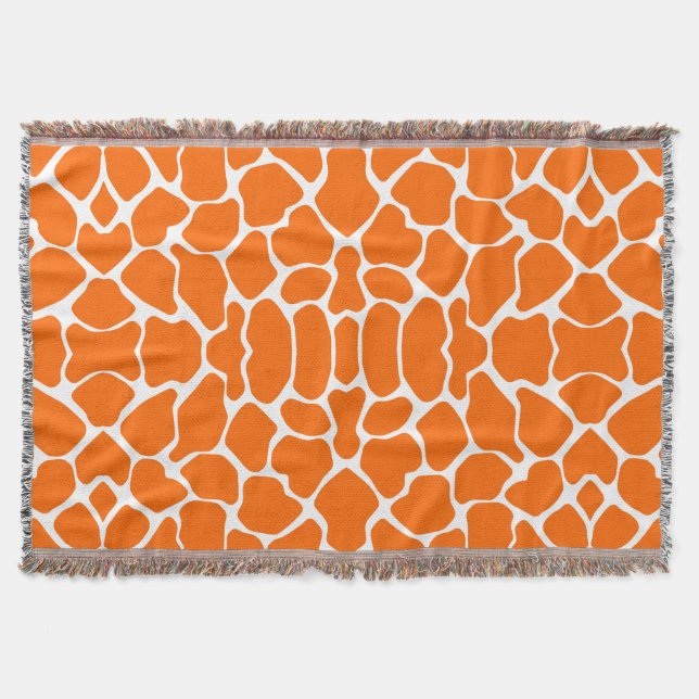 Tangerine Safari Giraffe Throw Blanket (Front)
