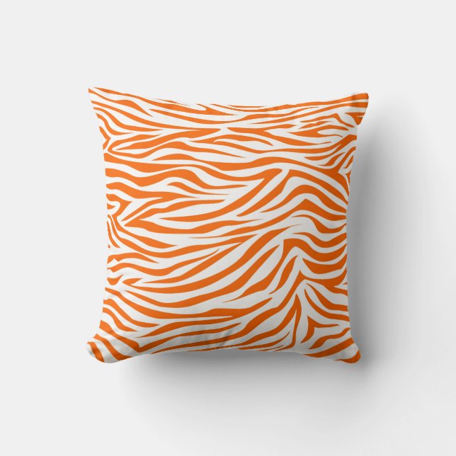 Tangerine Safari Zebra Cushion (Front)