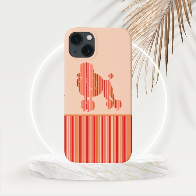 Tangerine Stripe Poodle  Case-Mate iPhone Case (Tangerine Stripe Poodle Phone Case)