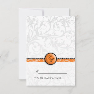 Tangerine Swirl Monogram Folding Tent  Place Card