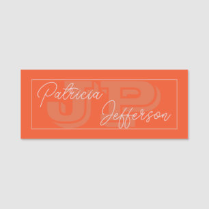 Tangerine Tango Monogrammed: Beautiful Handwritten Name Tag