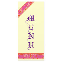 Tangerine Tango, Pink, Damask Wedding Menu