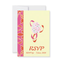 Tangerine Tango, Pink, RSVP Wedding Card