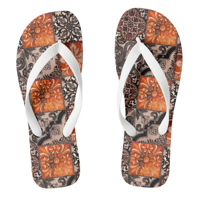 Tangerine Tile Flip Flops (Footbed)