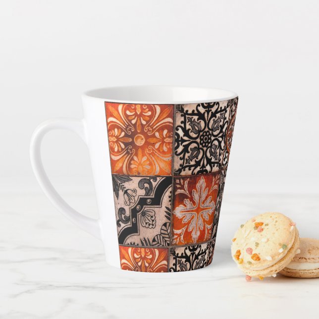 Tangerine Tile Latte Mug (In Situ)