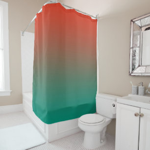 Tangerine to Teal Horizen Ombre design Shower Curtain