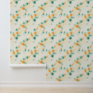 Tangerine Turquoise Abstract Whimsical Dots  Wallpaper