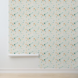 Tangerine Turquoise Teal Abstract Dots Wallpaper