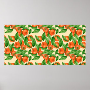 Tangerine watercolor pattern poster