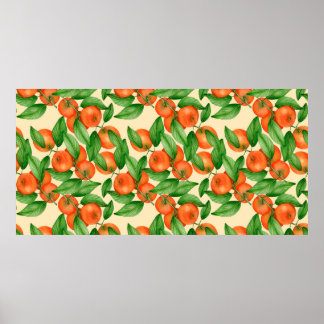 Tangerine watercolor pattern poster