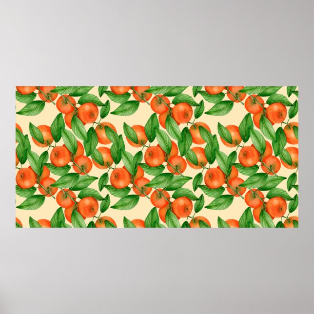 Tangerine watercolor pattern poster (Front)
