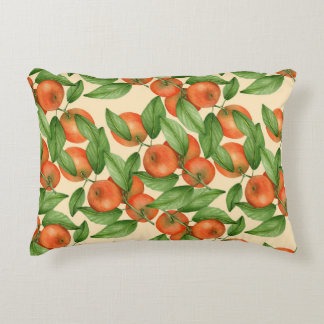 Tangerine watercolor, seamless fruit pattern. decorative cushion