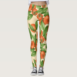 Tangerine watercolor, seamless fruit pattern. leggings