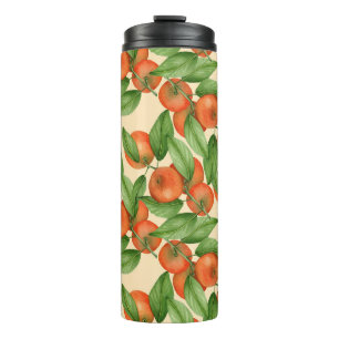 Tangerine watercolor, seamless fruit pattern. thermal tumbler