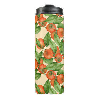 Tangerine watercolor, seamless fruit pattern. thermal tumbler