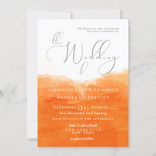 Tangerine Watercolor Wedding Invitation
