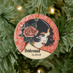 Tangerine Wedding Bridesmaid Christmas Ornament
