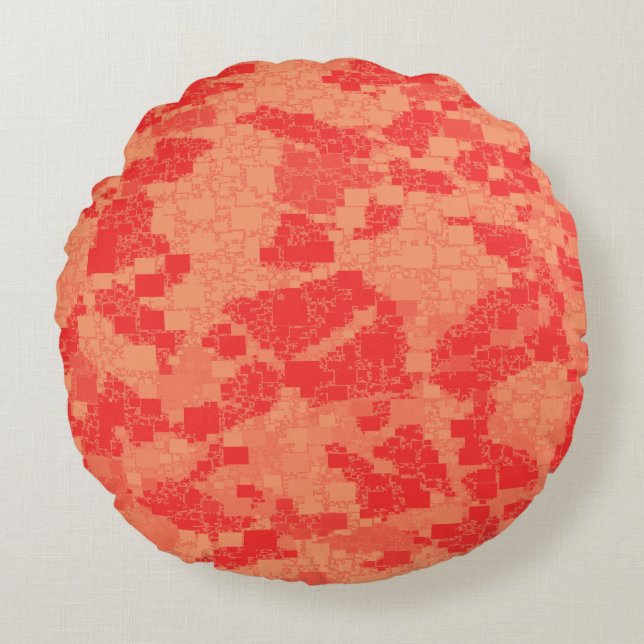 Tangerine Zeal Tiled Artwork Design Round Cushion (Front)