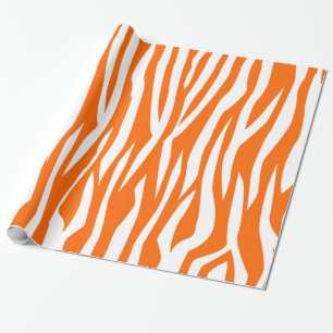 Tangerine Zebra Print Wrapping Paper