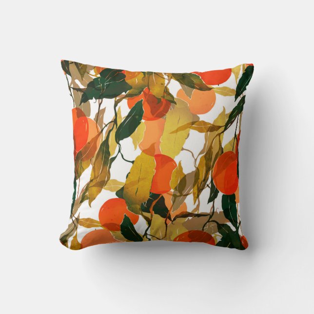 Tangerines tree: juicy seamless pattern. cushion (Front)