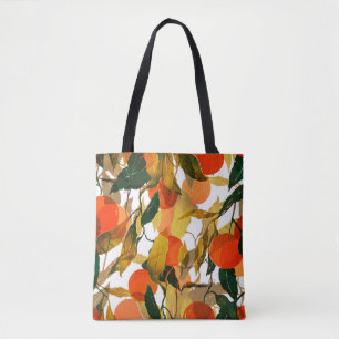 Tangerines tree: juicy seamless pattern. tote bag