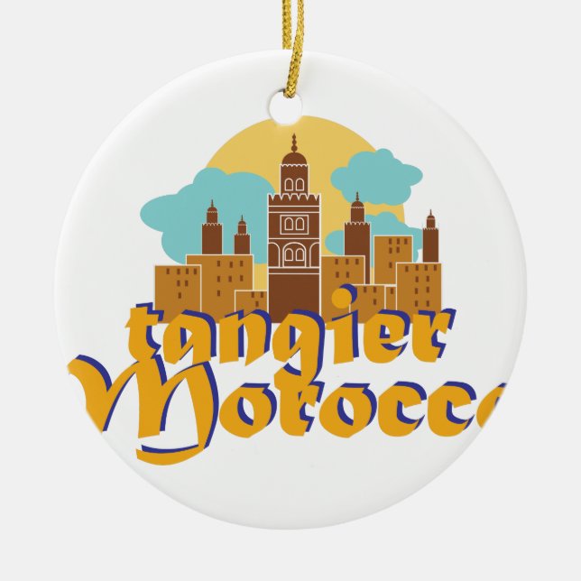 Tangier Morocco Ceramic Tree Decoration (Front)