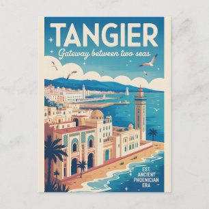 Tangier Morocco Retro Travel Poster Art Print Postcard