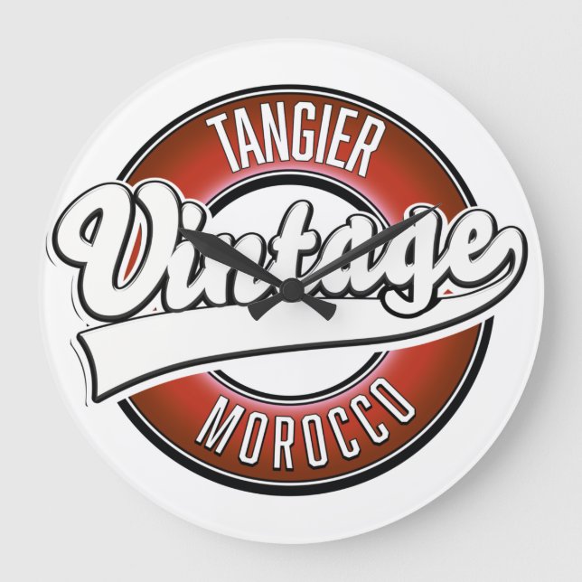 Tangier morocco vintage logo large clock (Front)