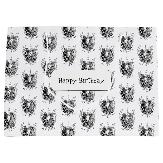 Tangle art: floral design, ovale - large gift bag (Front)