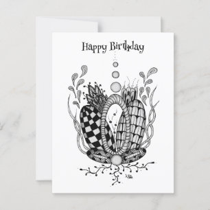 Tangle art: floral design, ovale - postcard