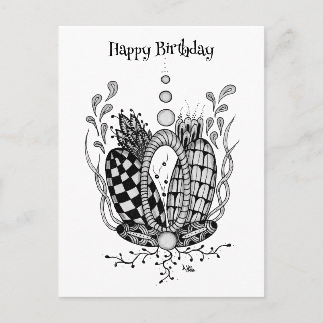 Tangle art: floral design, ovale - postcard (Front)