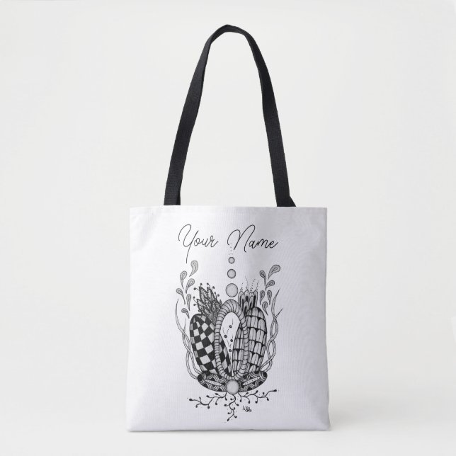 Tangle Art: Floral Design, Ovals -  Tote Bag (Front)