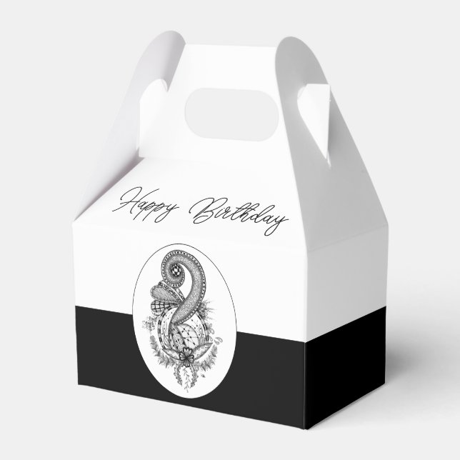 Tangle art: floral motif favour box (Front Side)